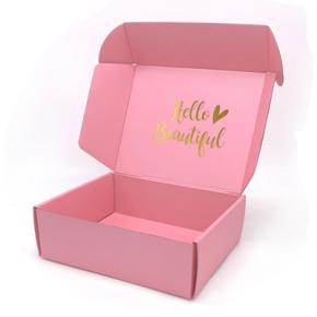 High quality custom pink gold foil logo shipping box