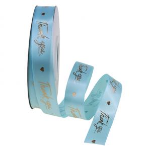 High Quality Custom Gold Foil Logo Printed Gift Satin Ribbon for Wrapping